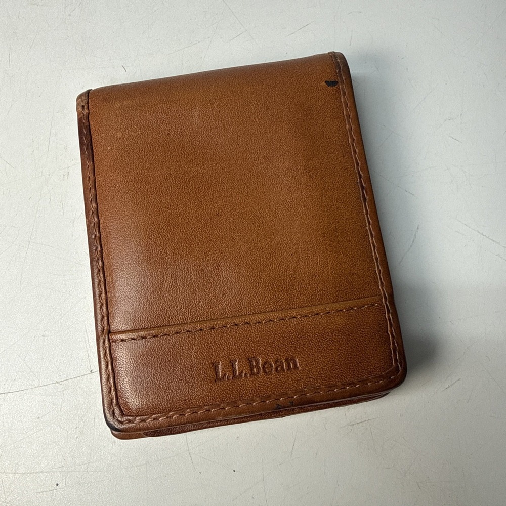 Vintage L.L. Bean Bi Fold Wallet Brown  Men's Rare Genuine Leather Classic